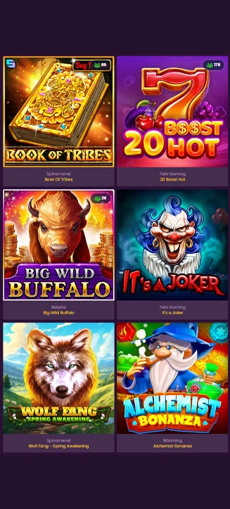 Giochi popolari di Bizzo Casino per smartphone